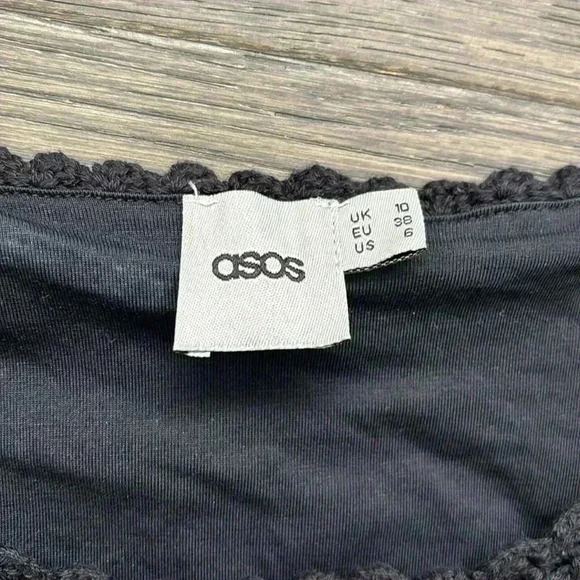 ASOS | 100% Cotton Black Crochet Sleeveless Dress Size 6 - Picture 6 of 12